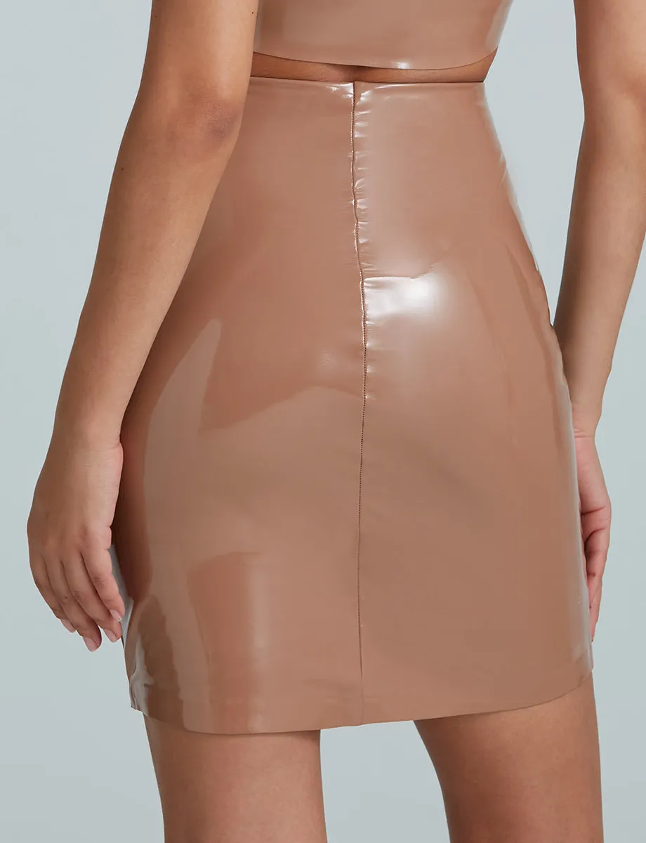 Faux Patent Leather Mini Skirt