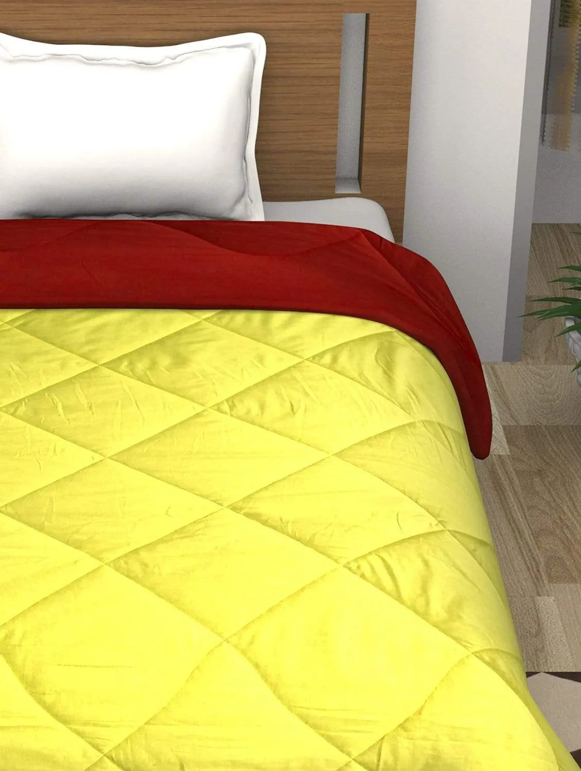 Fusion Soft Red & Yellow Dual Color Comforter Single Size - 150 cm X 225  cm