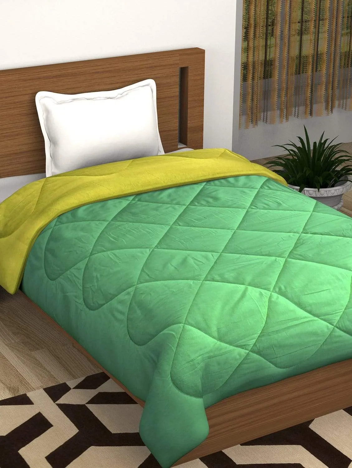 Fusion Soft Yellow & Green Dual Color Comforter Single Size - 150 cm X 225 cm