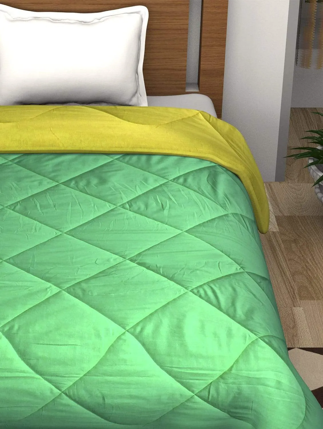 Fusion Soft Yellow & Green Dual Color Comforter Single Size - 150 cm X 225 cm