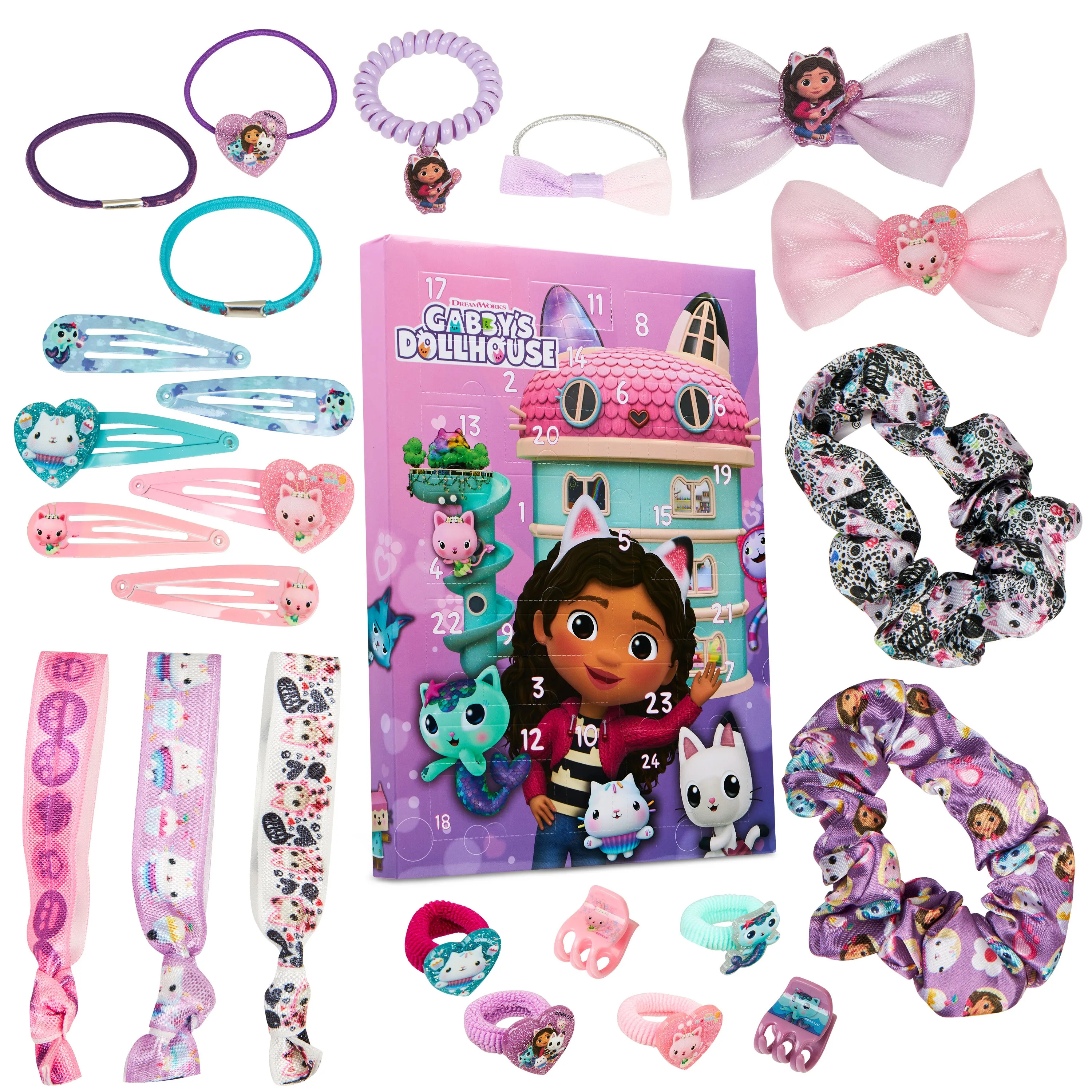 Gabby's Dollhouse Advent Calendar 2025 Girls Hair Accessories Countdown Calendar