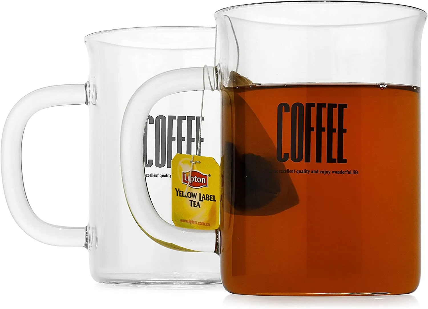 Glass Coffee Mugs Set of 4,Large Wide Mouth