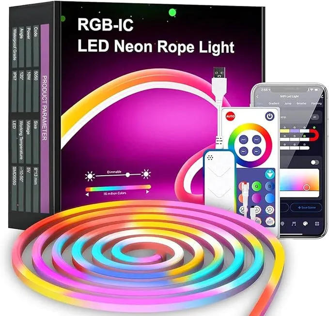 GlowVibe - Smart Rope Strip Light with Music Syncing (5 Meters)