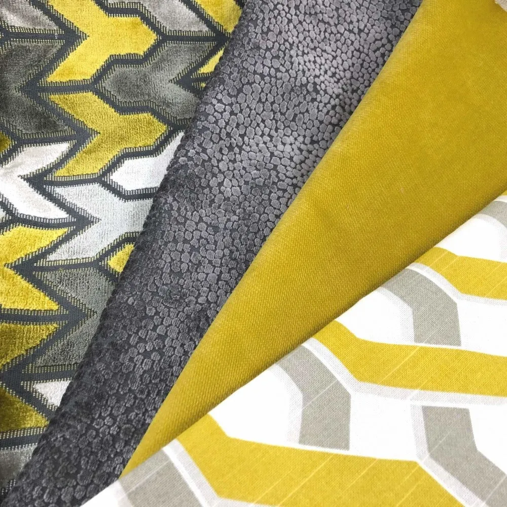 Gray Yellow White Twisted Geometric Stripe Pillow Cover