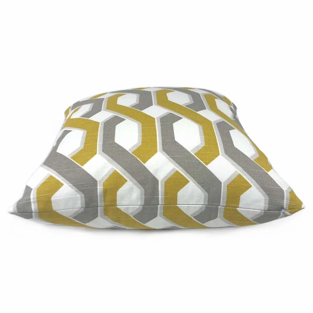 Gray Yellow White Twisted Geometric Stripe Pillow Cover