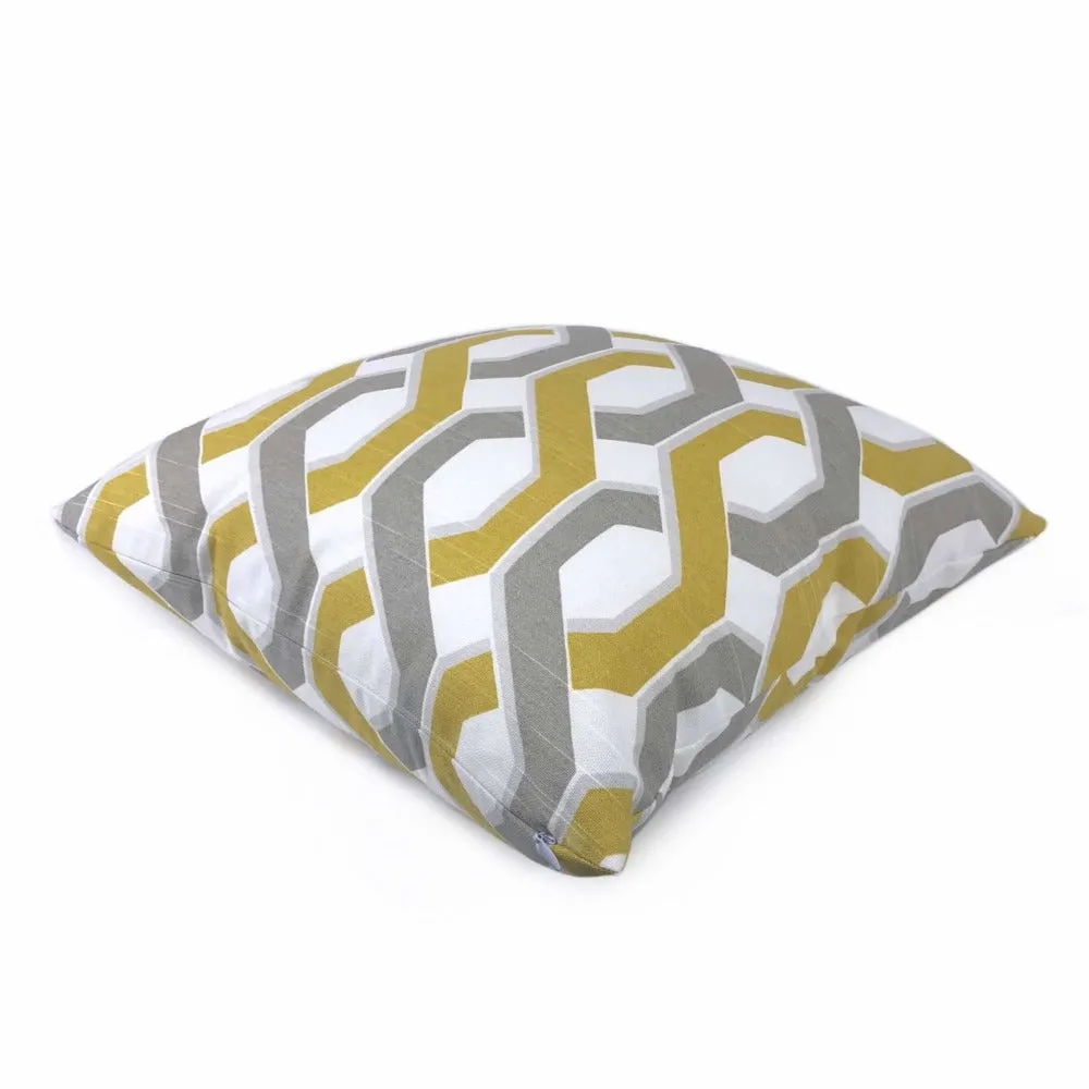 Gray Yellow White Twisted Geometric Stripe Pillow Cover