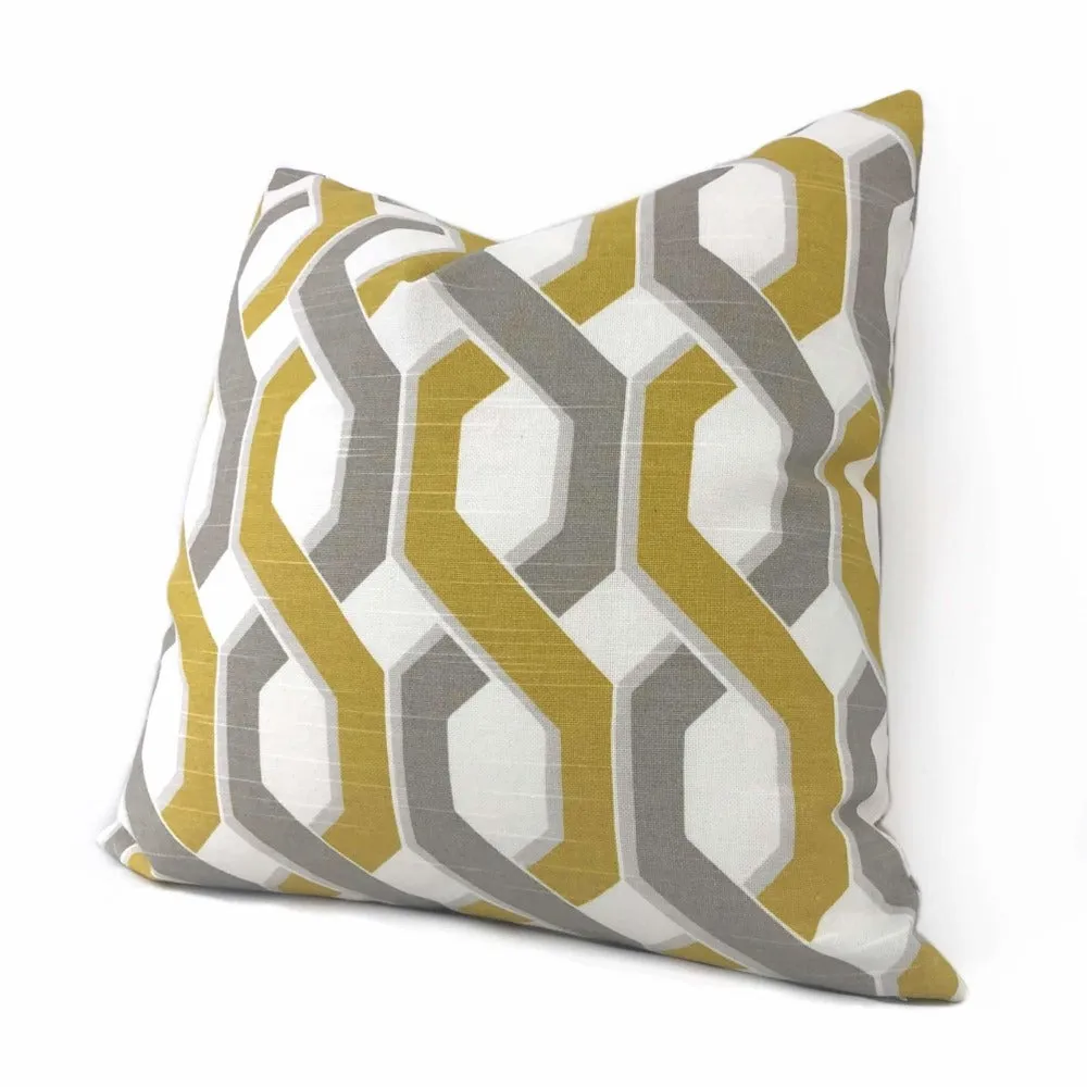 Gray Yellow White Twisted Geometric Stripe Pillow Cover