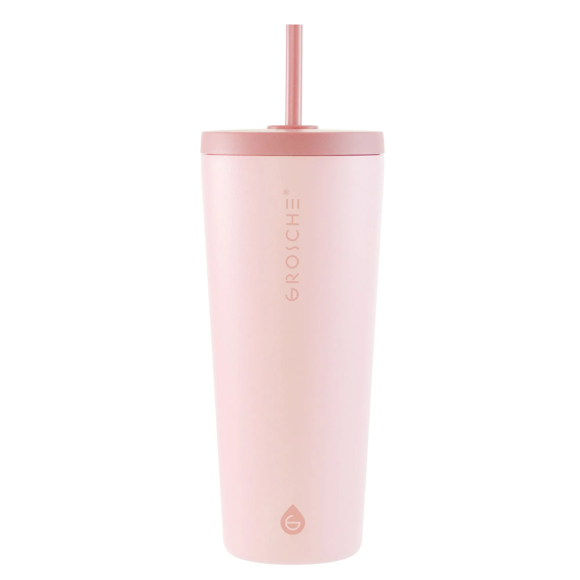 GROSCHE JASPER Insulated 23oz Tumbler with Straw, Peach Rose Pink - Pack of 4