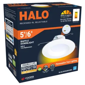 Halo  Retrofit Series Matte White 5/6 in. W LED Dimmable Recessed Downlight 90 W