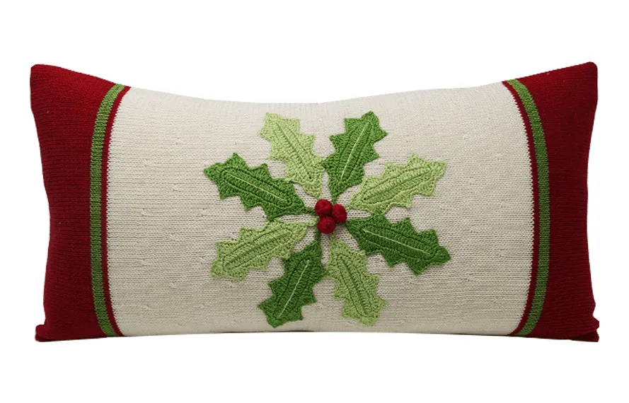 Handmade Artisanal Classic Holly Pinwheel Lumbar Pillow