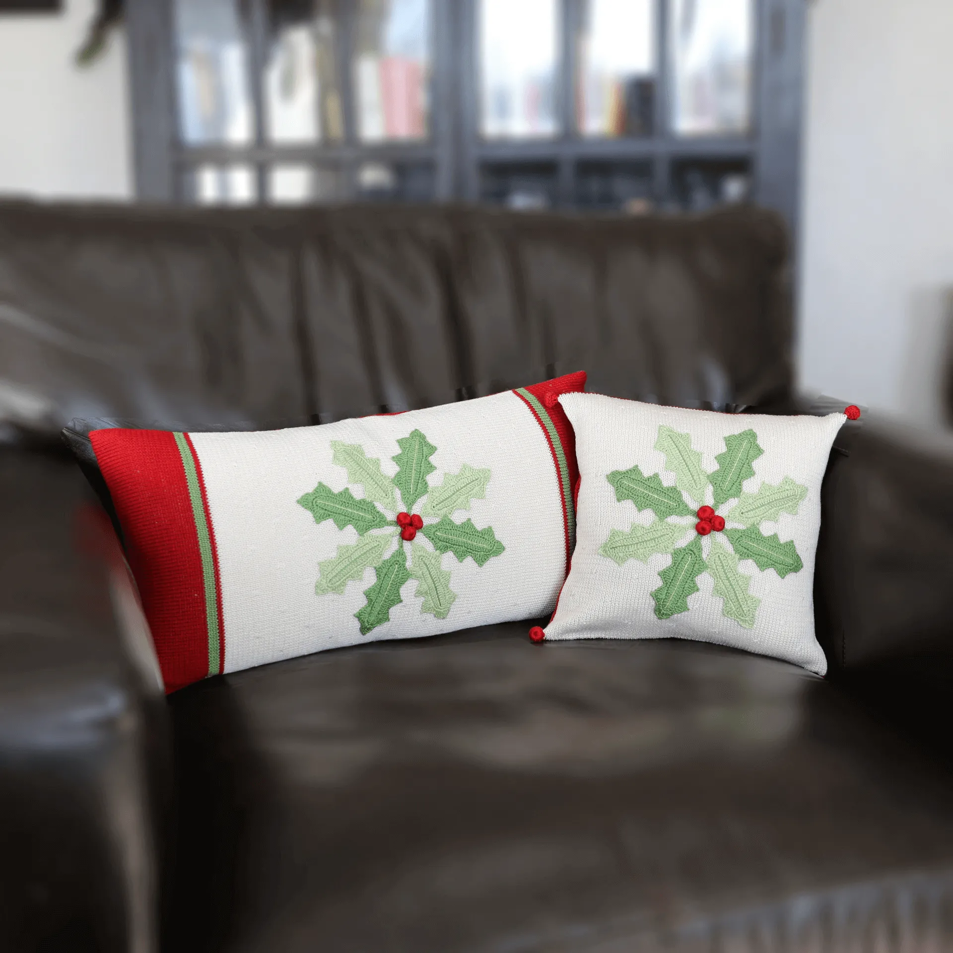 Handmade Artisanal Classic Holly Pinwheel Lumbar Pillow