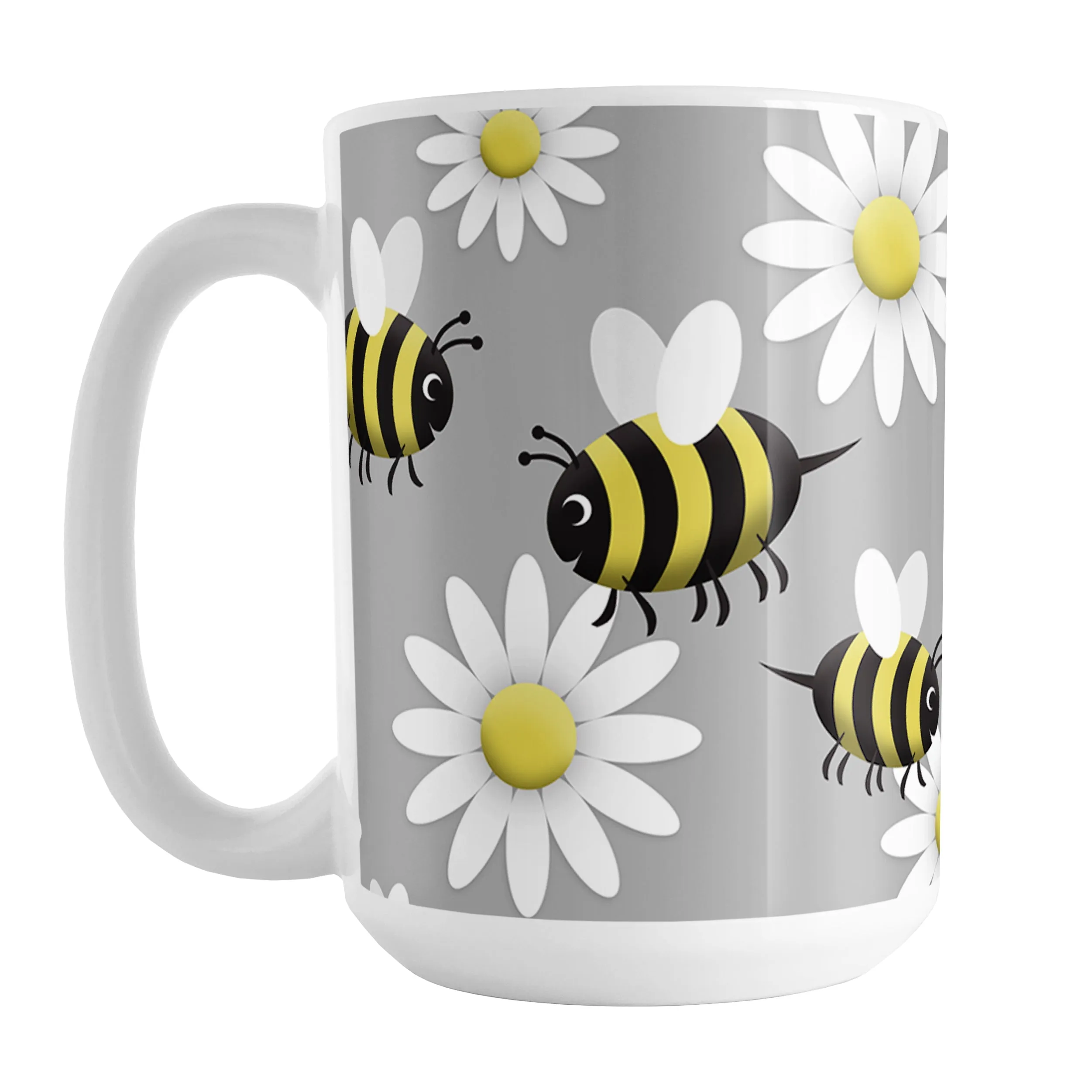 Happy Bee and Daisy Pattern Mug