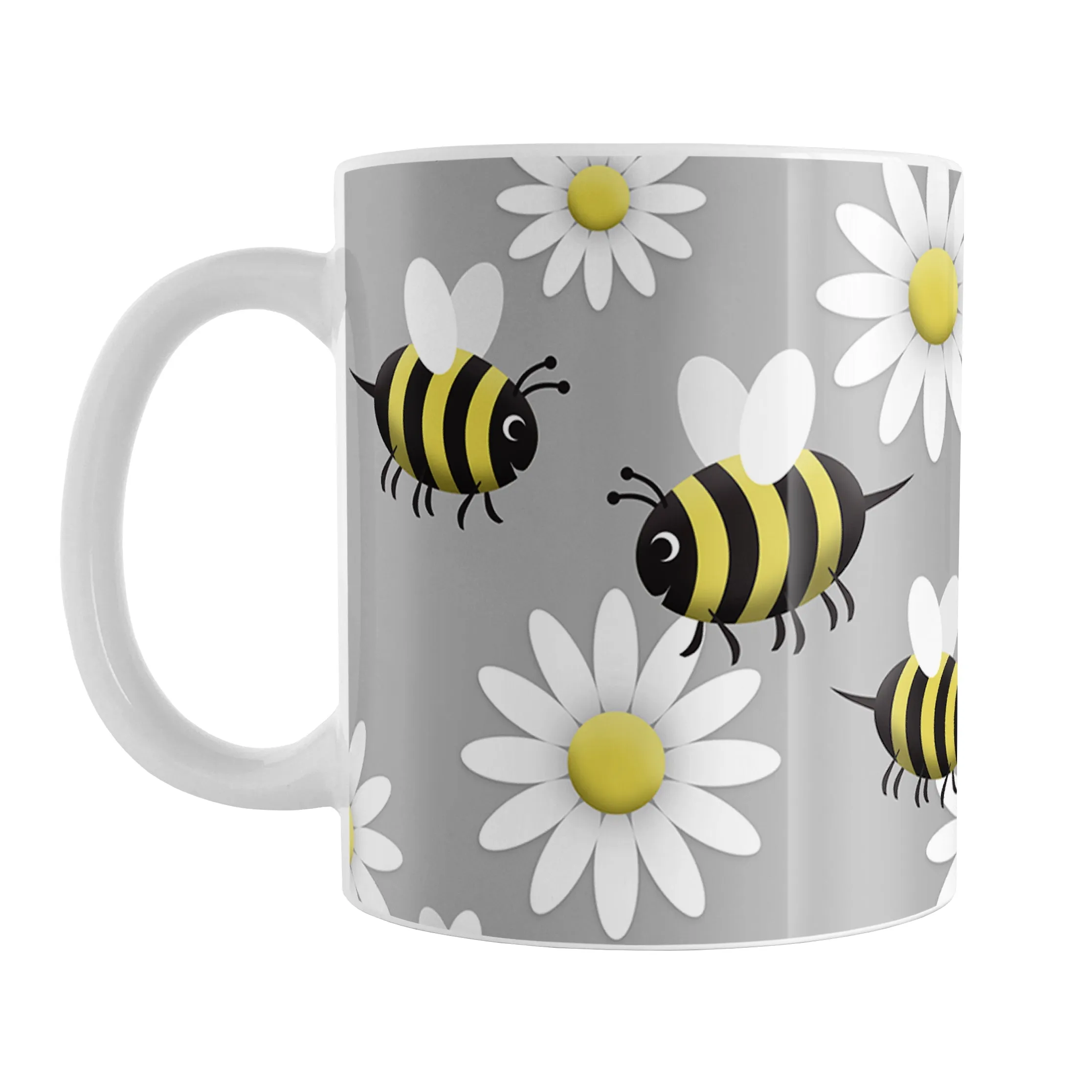 Happy Bee and Daisy Pattern Mug