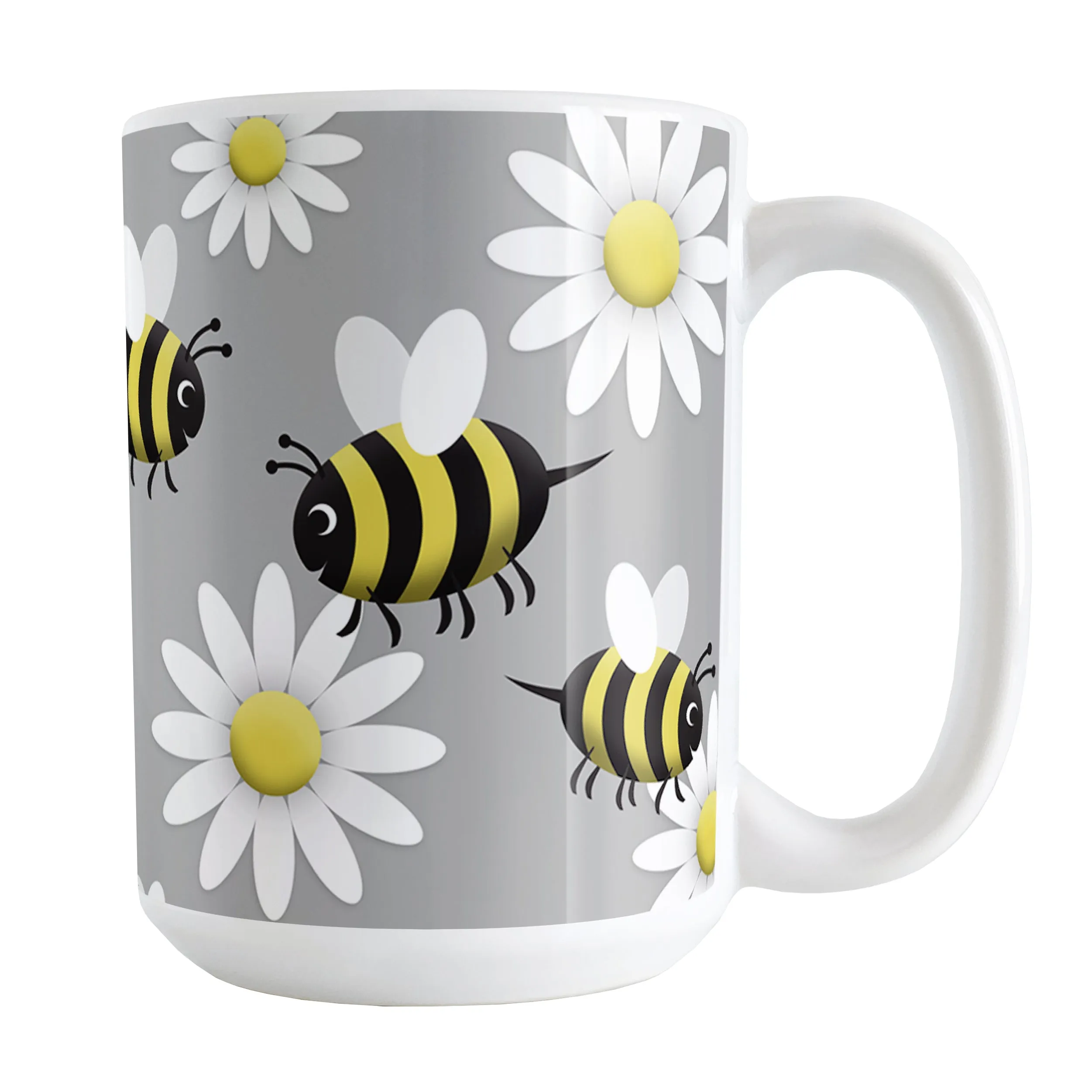 Happy Bee and Daisy Pattern Mug