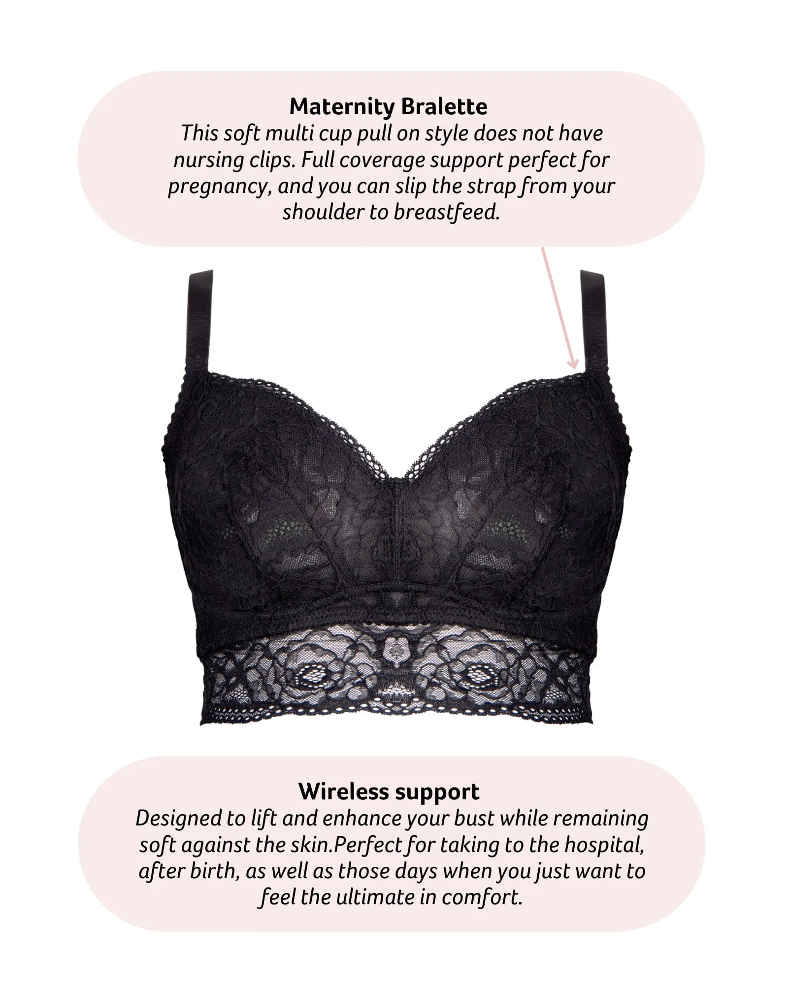 Heroine Multifit Maternity Bralette - Black