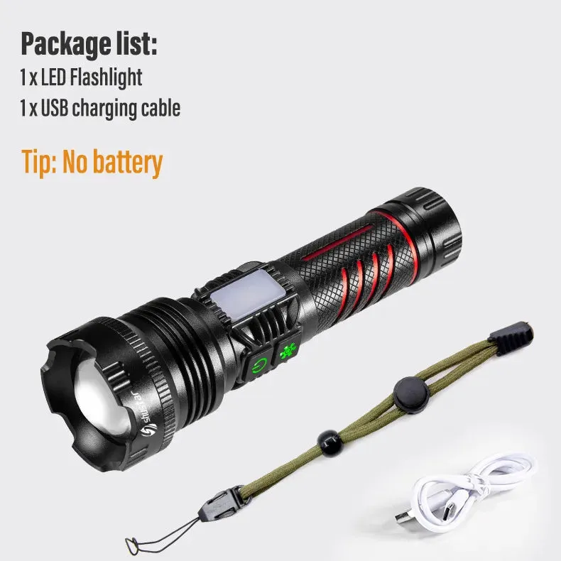 High Power LED Flashlight Torch with 30W Wick and Double Side Lights Lighting Distance 1500M Waterproof Tactical Hunting Lights