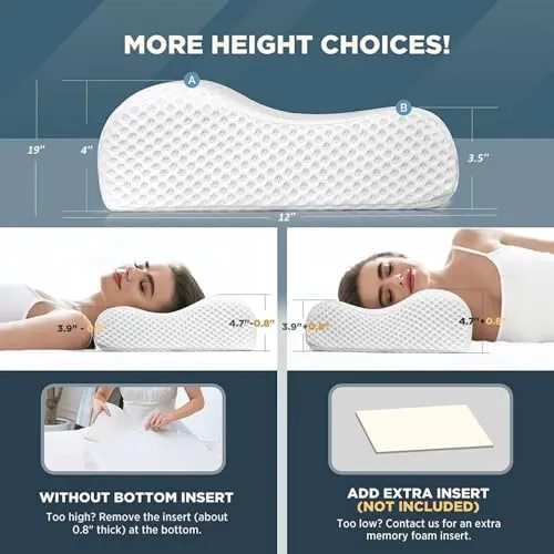 HomeHive Memory Foam Pillow Neck & Shoulder Lumbar Pain Relief Contour Cervical Super Soft & Fluffy-PO1(S_K_E_20022046_Off White)