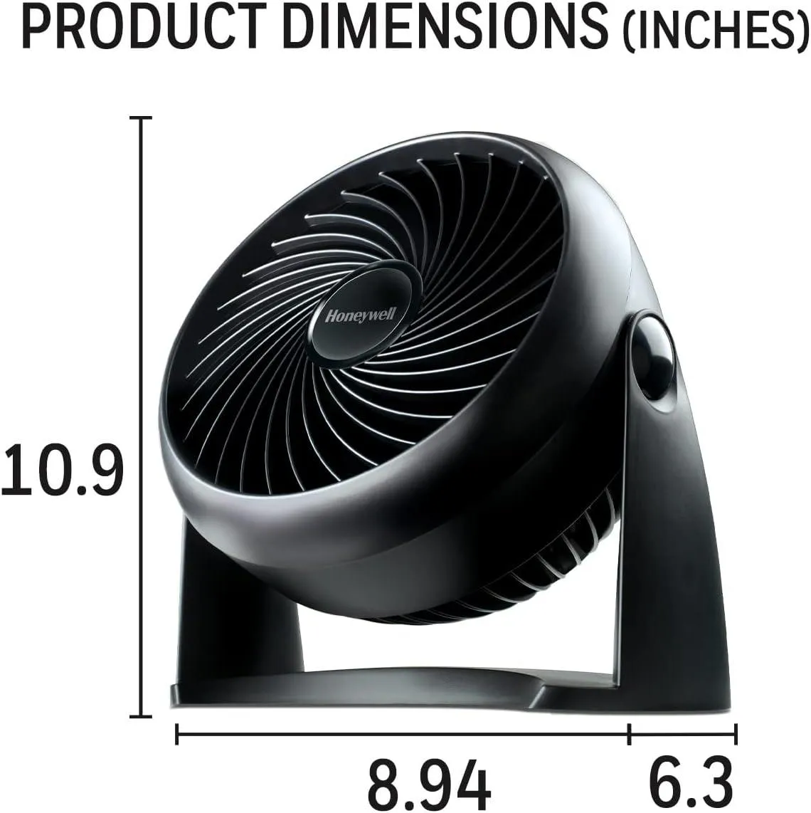 Honeywell HT900C 7" TurboForce® POWER  Desk/Table Fan, Air Circulator for Small Bedroom, Portable, Wall Mountable, Energy Saving, 3 Speeds, Black