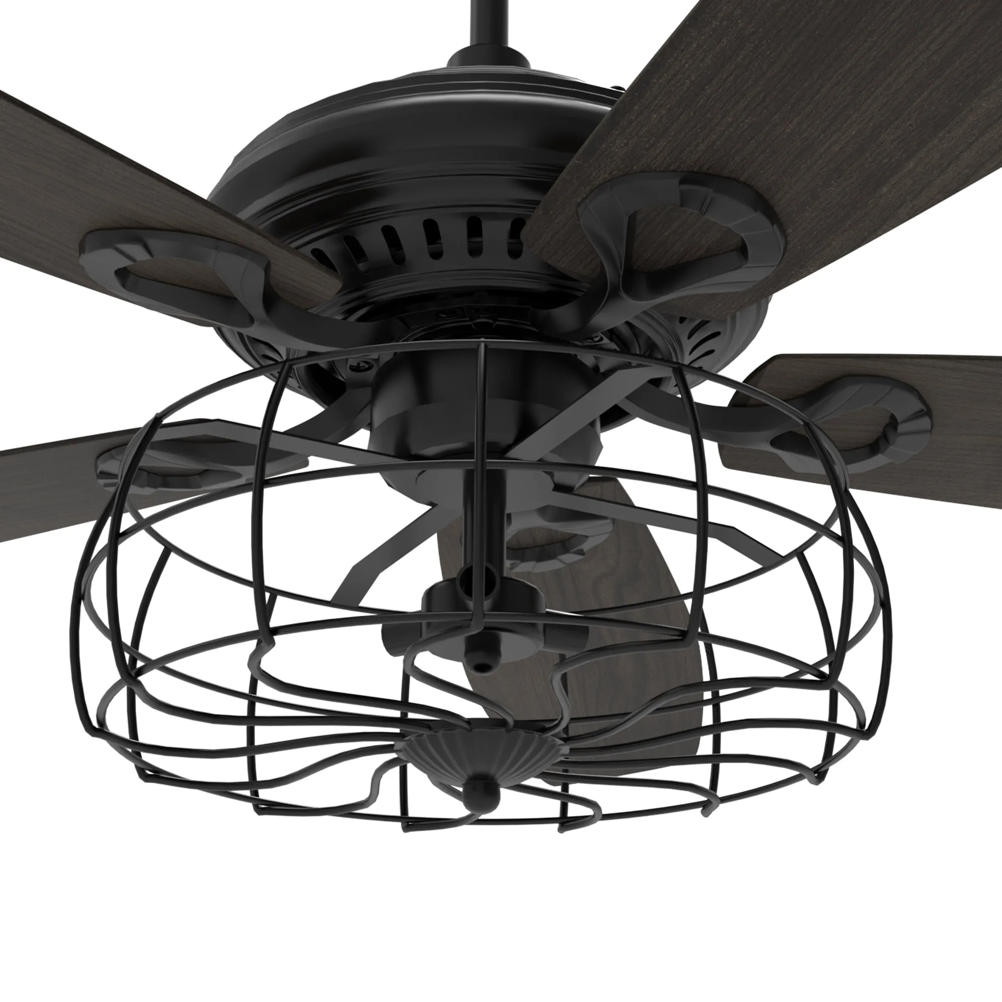 Huntley Black/Walnut 5 Blade Smart Ceiling Fan with Works with Light & Remote Control