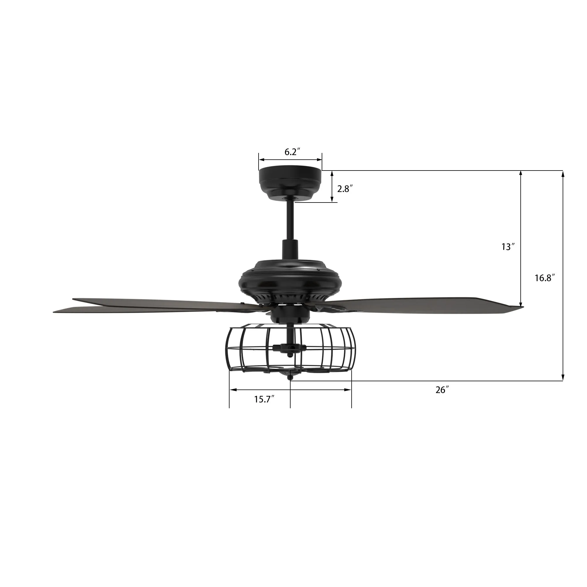 Huntley Black/Walnut 5 Blade Smart Ceiling Fan with Works with Light & Remote Control