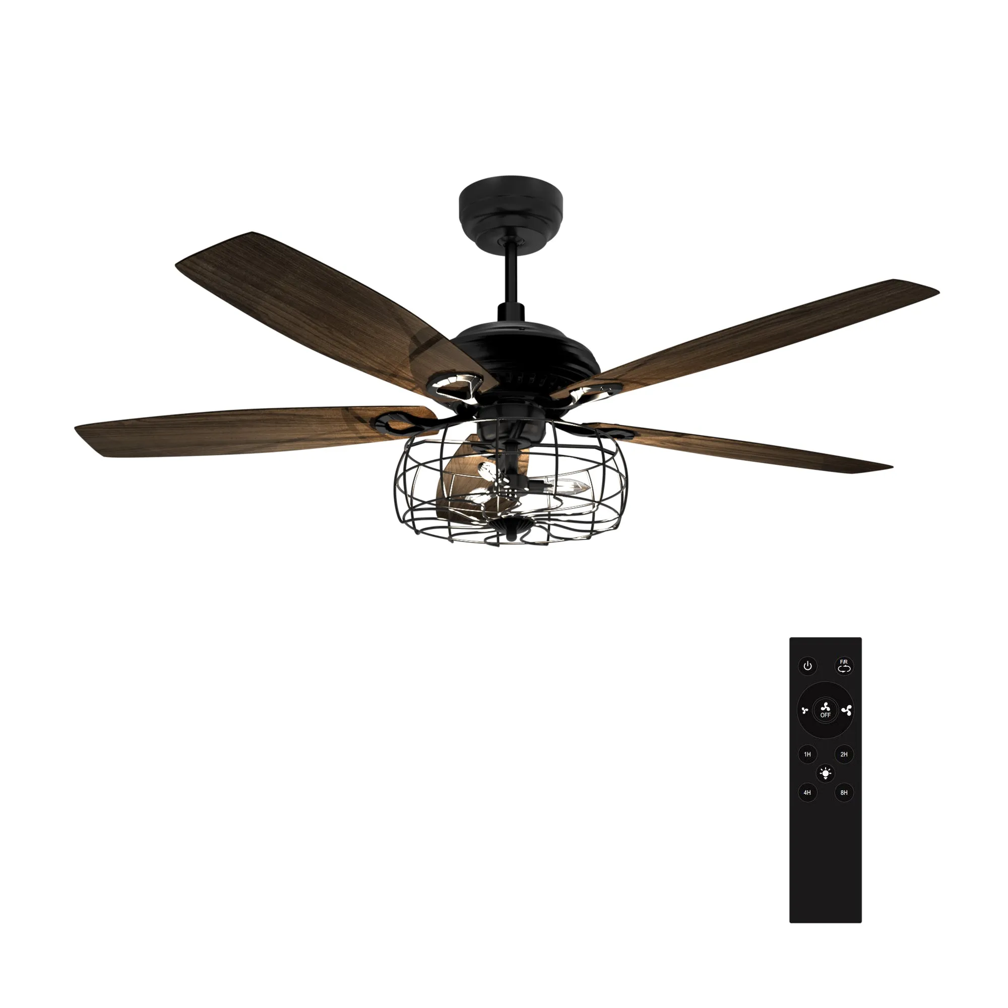 Huntley Black/Walnut 5 Blade Smart Ceiling Fan with Works with Light & Remote Control