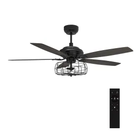 Huntley Black/Walnut 5 Blade Smart Ceiling Fan with Works with Light & Remote Control