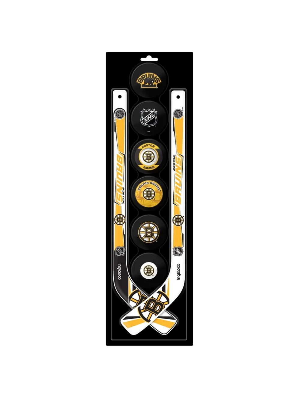 Inglasco NHL Boston Bruins 8-Pack Mini Stick & Foam Puck Set