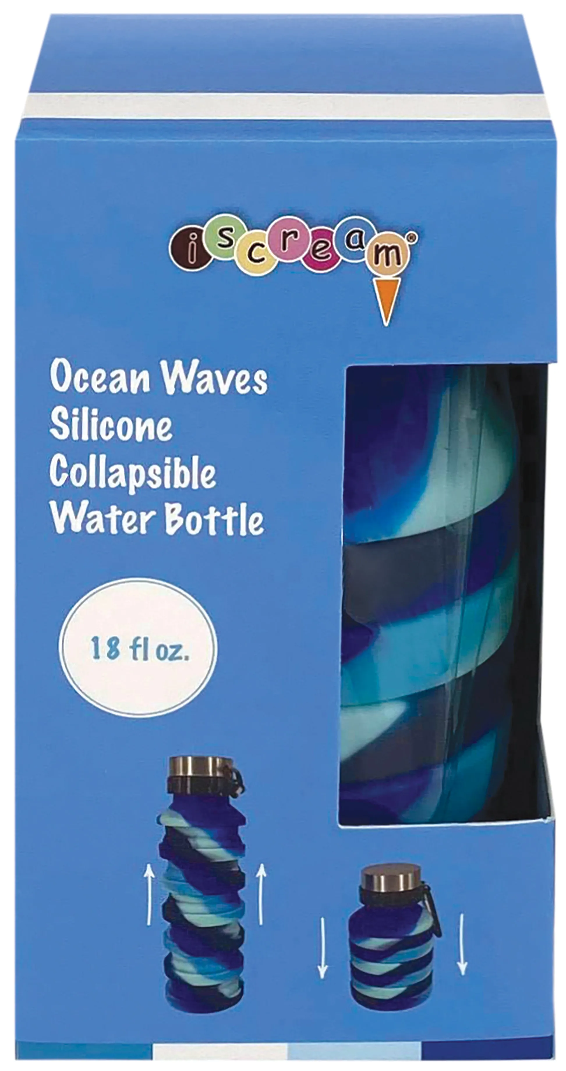 Iscream Ocean Waves Silicone Collapsible Water Bottle