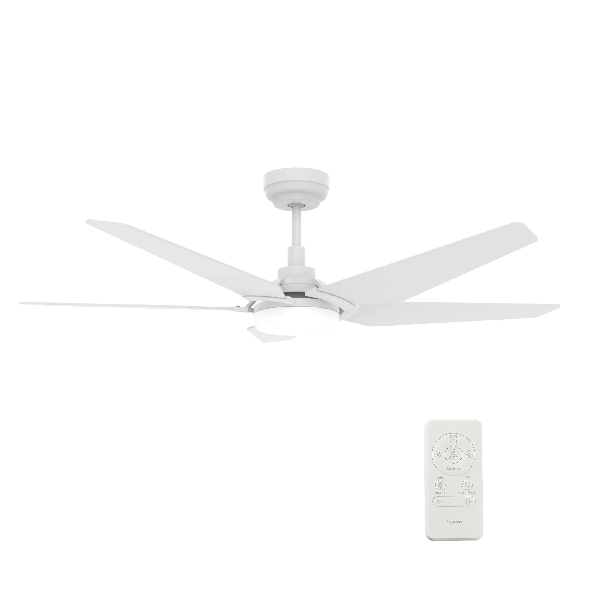 KAJ 52 inch 5-Blade Smart Ceiling Fan with LED Light Kit & Remote - White/White