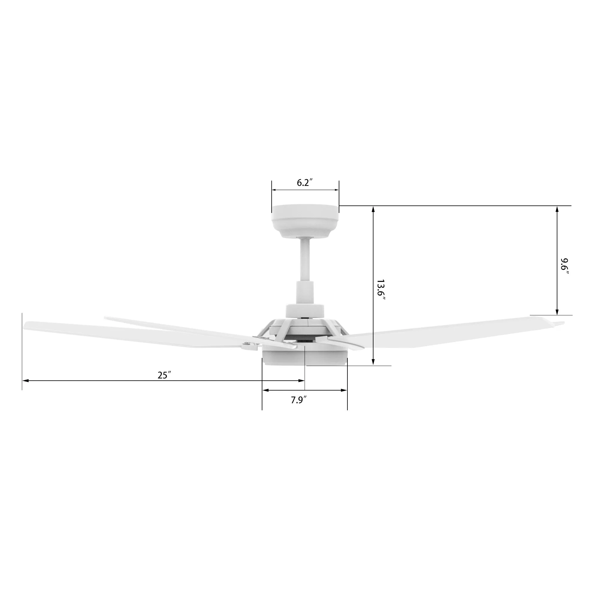 KAJ 52 inch 5-Blade Smart Ceiling Fan with LED Light Kit & Remote - White/White