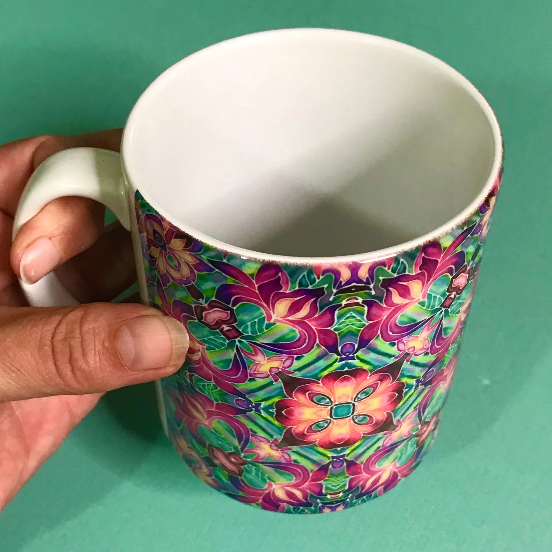 Kaleidoscope Flower Mug In Pink, Purple  and Green - Mug gift set