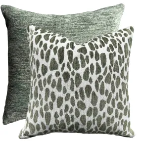 Kendra: Dark Sage Green Performance Chenille Pillow Cover / Animal Spots pillow / Sage Solid Pillow / Green Throw Pillow Cover