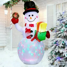 Kerithsoco 5ft Christmas Inflatables Snowman Outdoor Yard Decor w/ LED Lights - Voltage: 110-220V