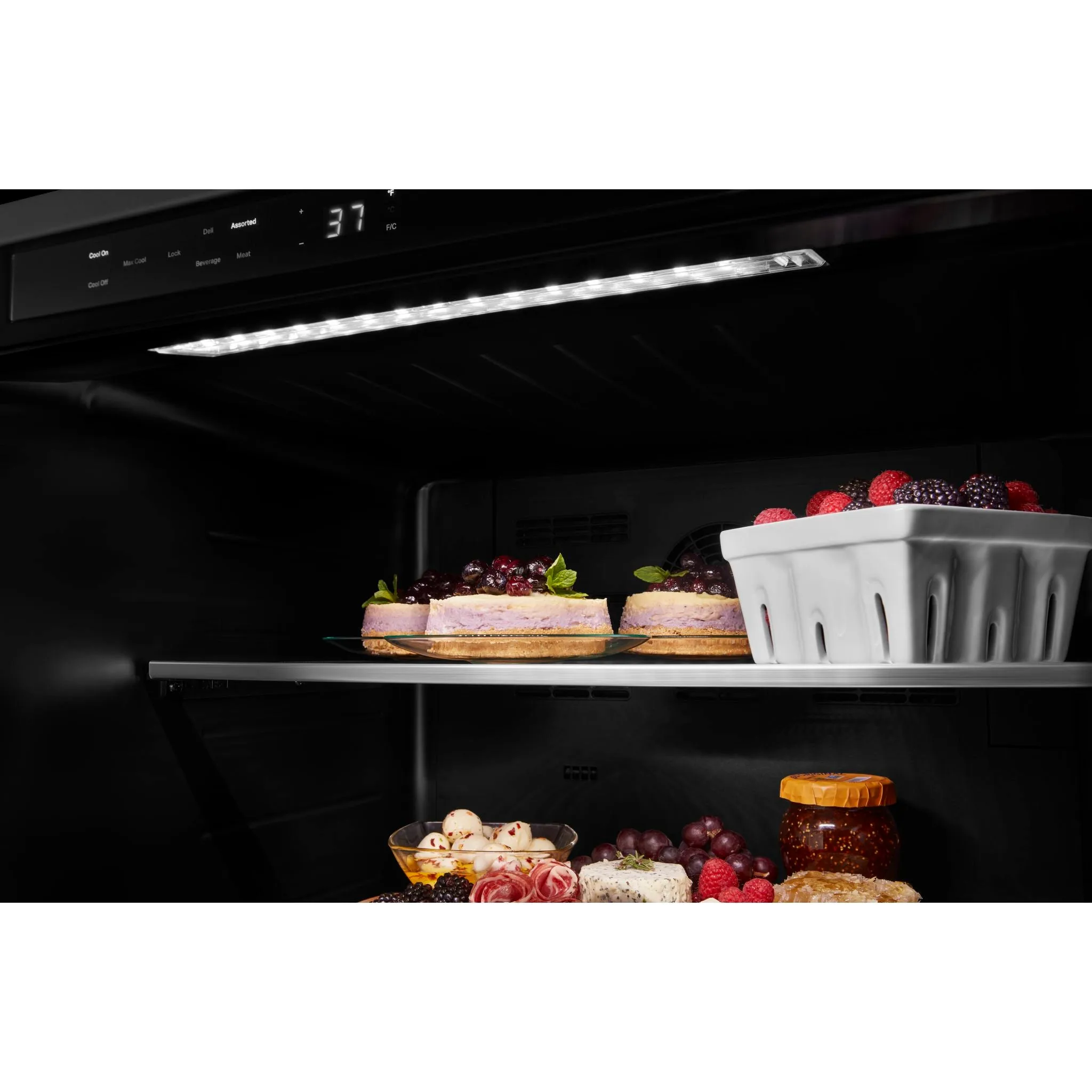 KitchenAid  24" Undercounter Refrigerator with Glass Door and Shelves with Metallic Accents and PrintShield Finish (KURR314KBS)