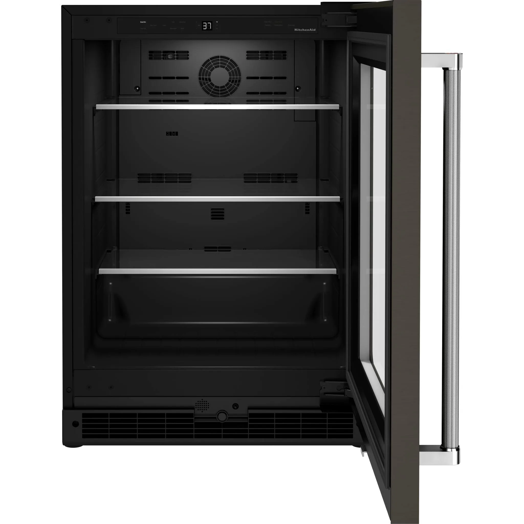 KitchenAid  24" Undercounter Refrigerator with Glass Door and Shelves with Metallic Accents and PrintShield Finish (KURR314KBS)