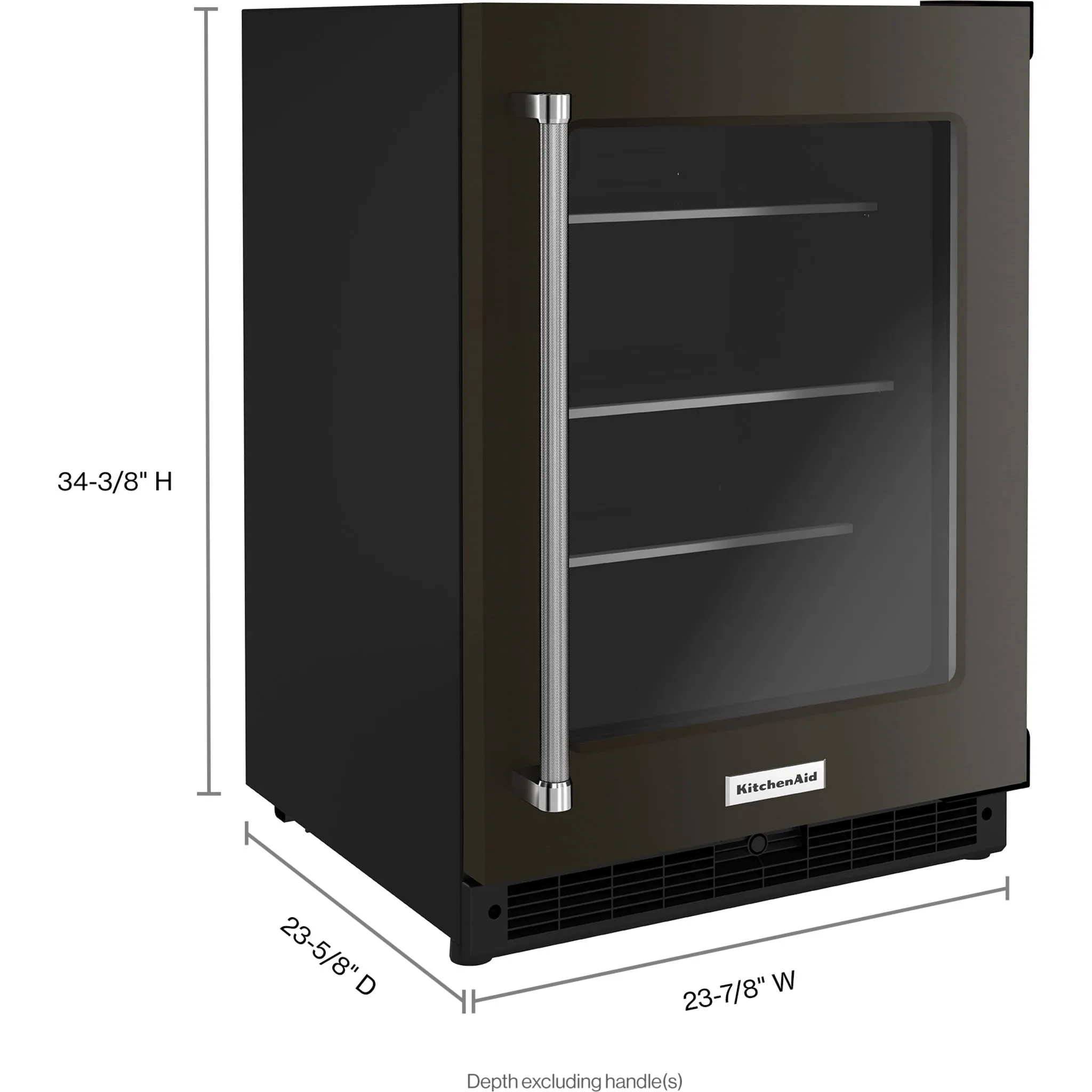 KitchenAid  24" Undercounter Refrigerator with Glass Door and Shelves with Metallic Accents and PrintShield Finish (KURR314KBS)