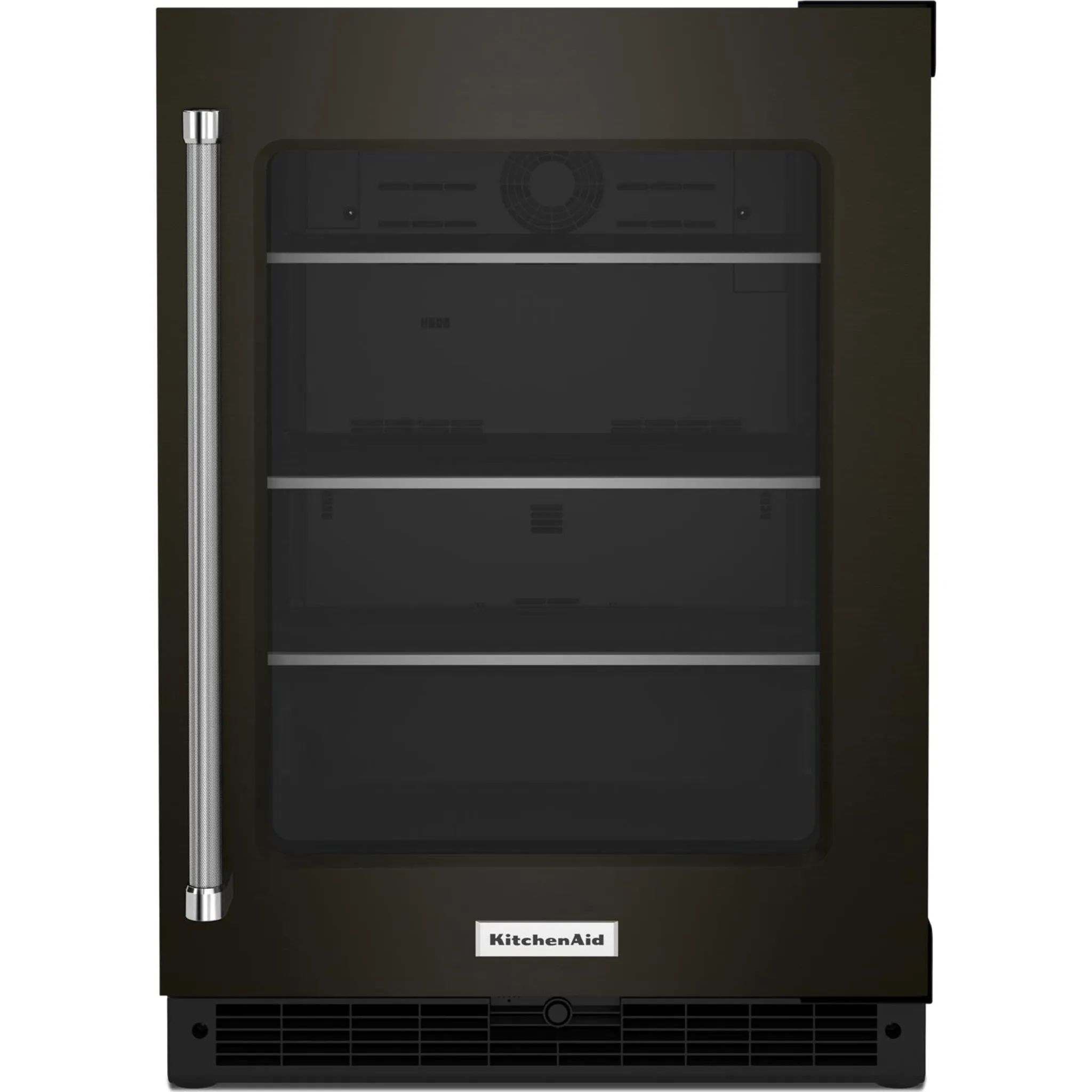 KitchenAid  24" Undercounter Refrigerator with Glass Door and Shelves with Metallic Accents and PrintShield Finish (KURR314KBS)