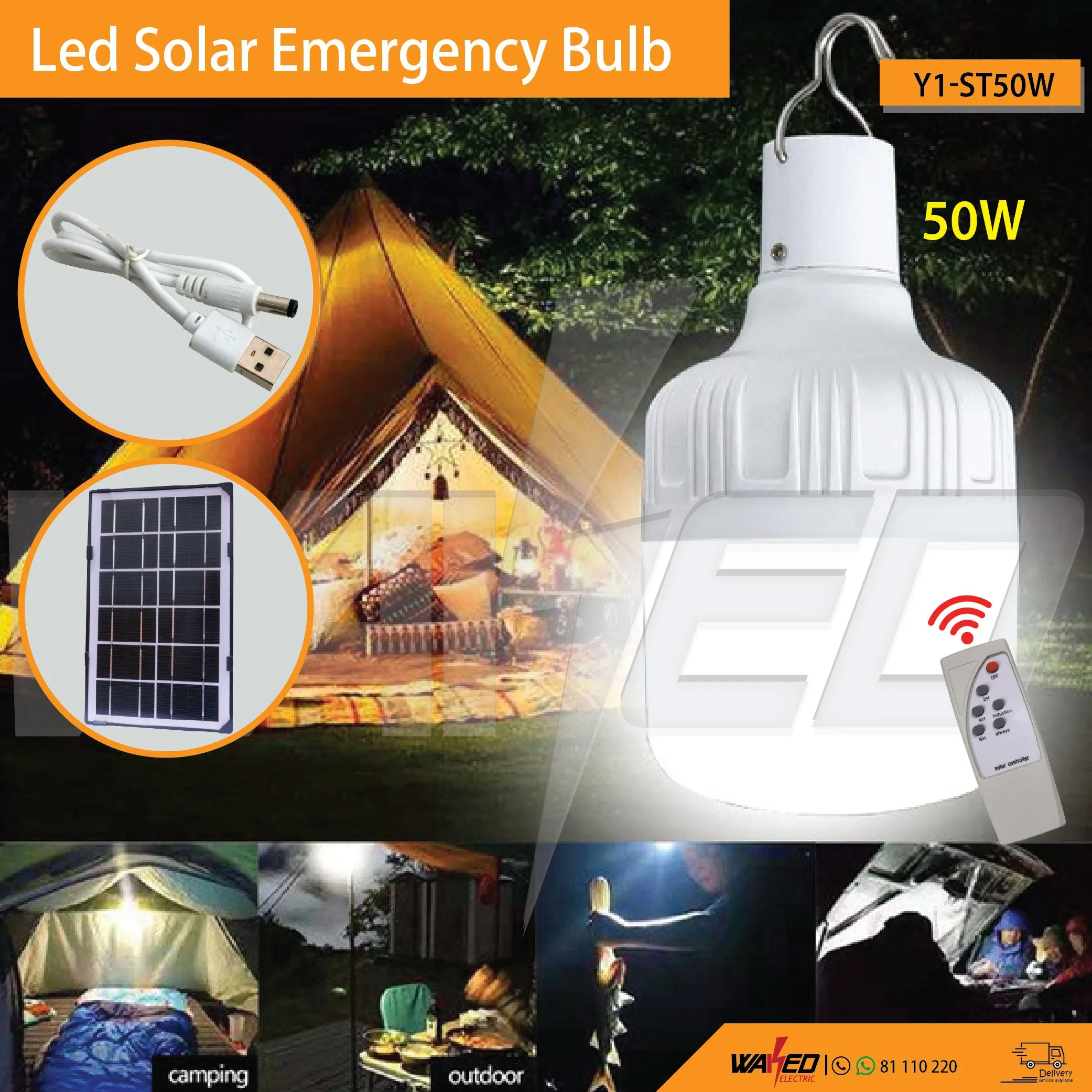 Led Solar Emergency Bulb - 50W