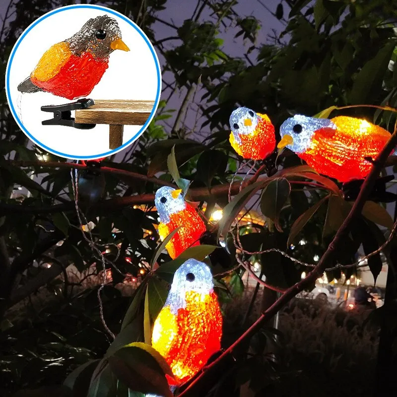 LED Solar Light Cute Bird Style Outdoor Waterproof Solar Fairy Lights String Garden Courtyard Christmas Decoration Sunlight Lamp