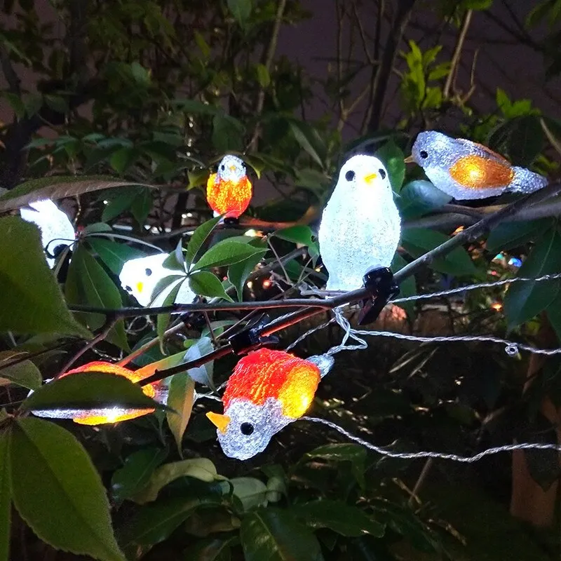 LED Solar Light Cute Bird Style Outdoor Waterproof Solar Fairy Lights String Garden Courtyard Christmas Decoration Sunlight Lamp