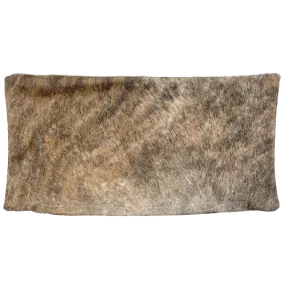 Lumbar Pillow Cover - Light Brown and Gray Brindle Cowhide - 24" x 12" (LPILC075)