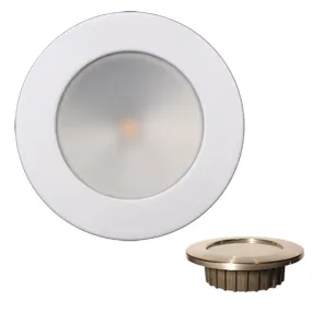 Lunasea *ZERO EMI* Recessed 3.5* LED Light - Warm White, Blue w/White Stainless Steel Bezel - 12VDC