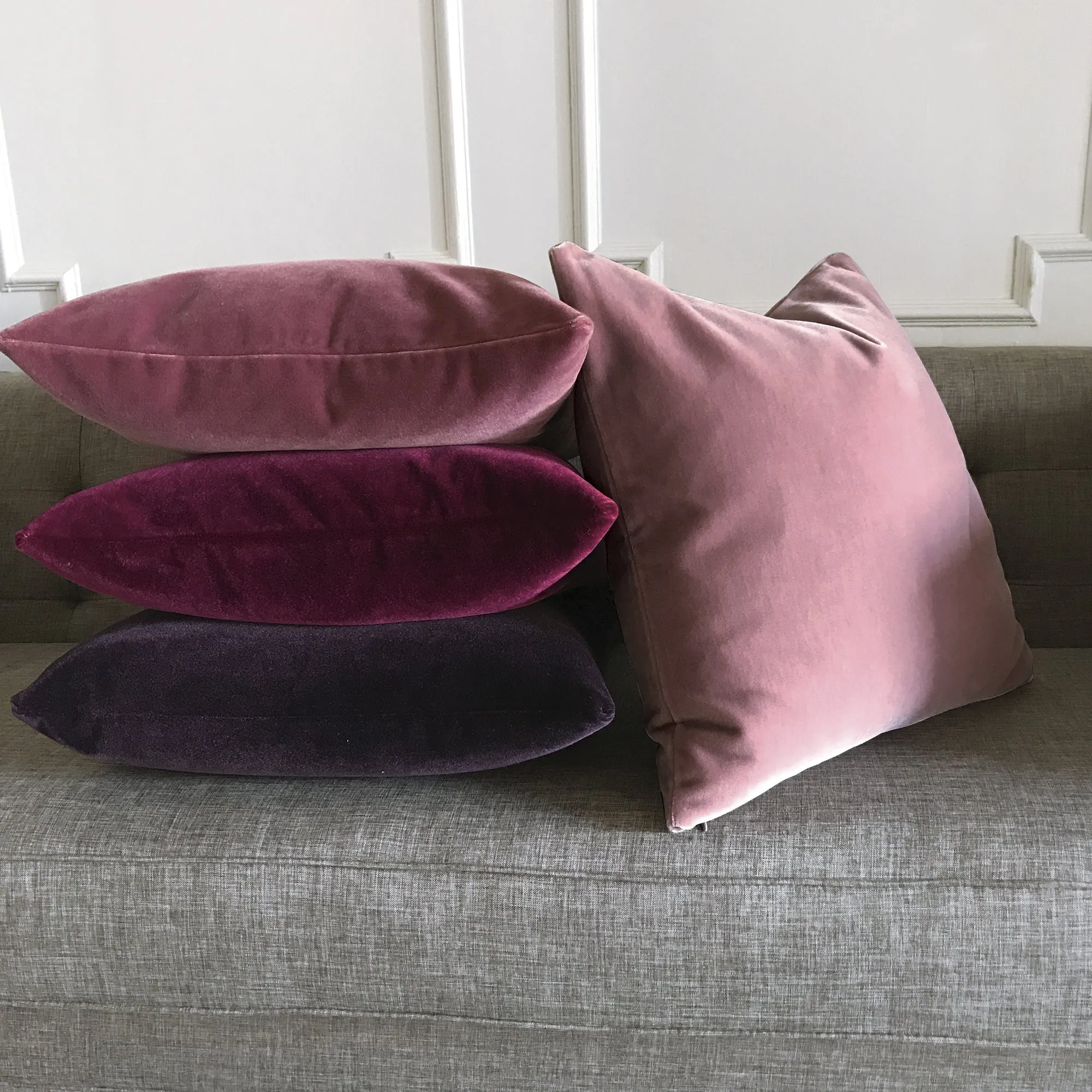 Luxury Mohair Decorative Pillow Cover in Minstrel Rose