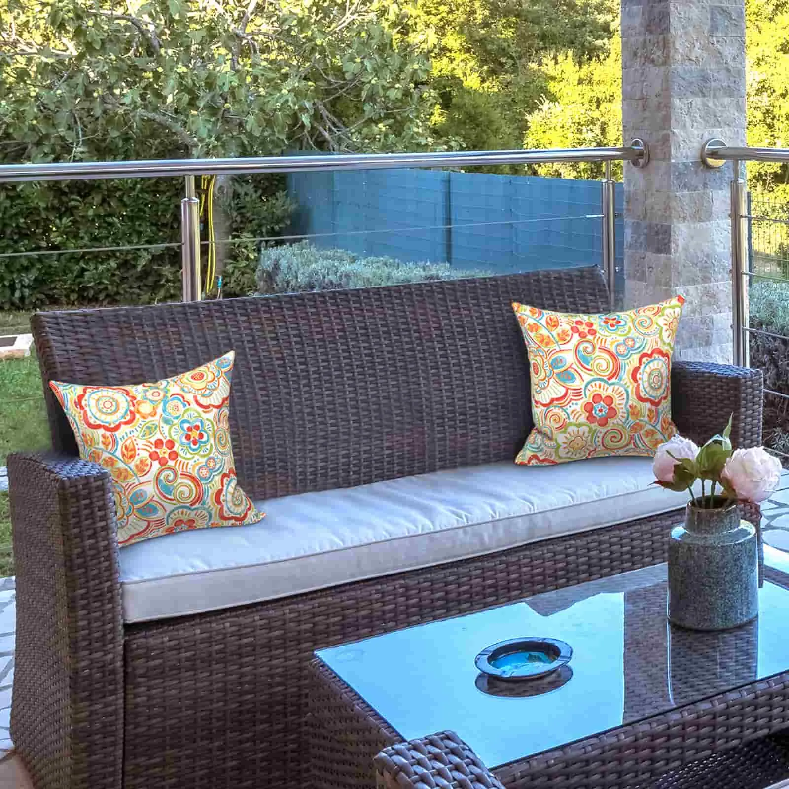 LVTXIII Outdoor Throw Pillow Covers 18" x 18" Flower Multi (Pack of 2)