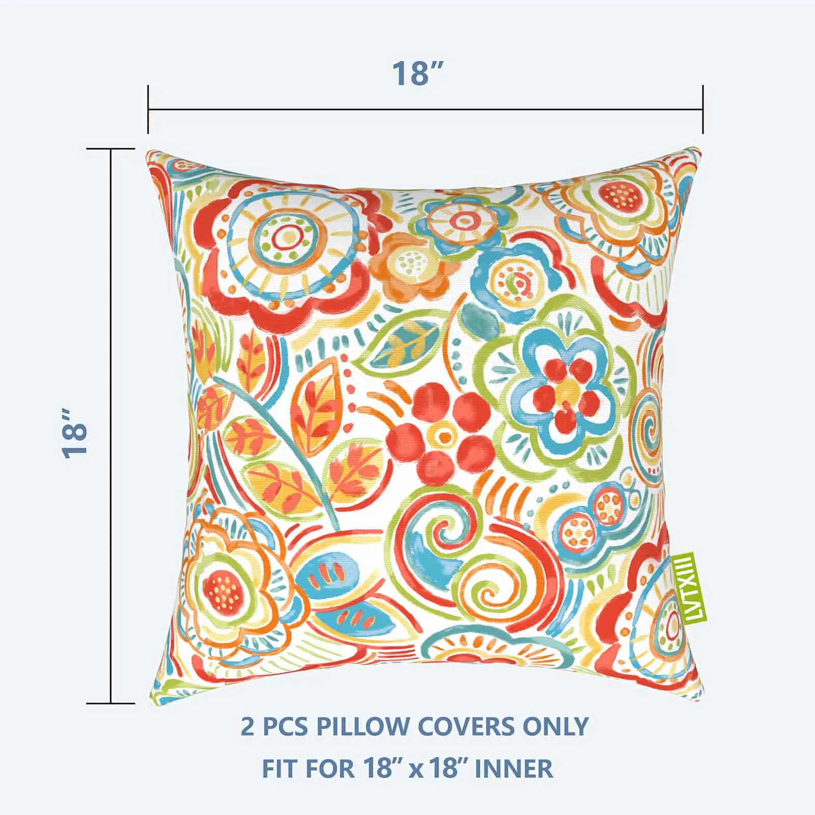 LVTXIII Outdoor Throw Pillow Covers 18" x 18" Flower Multi (Pack of 2)