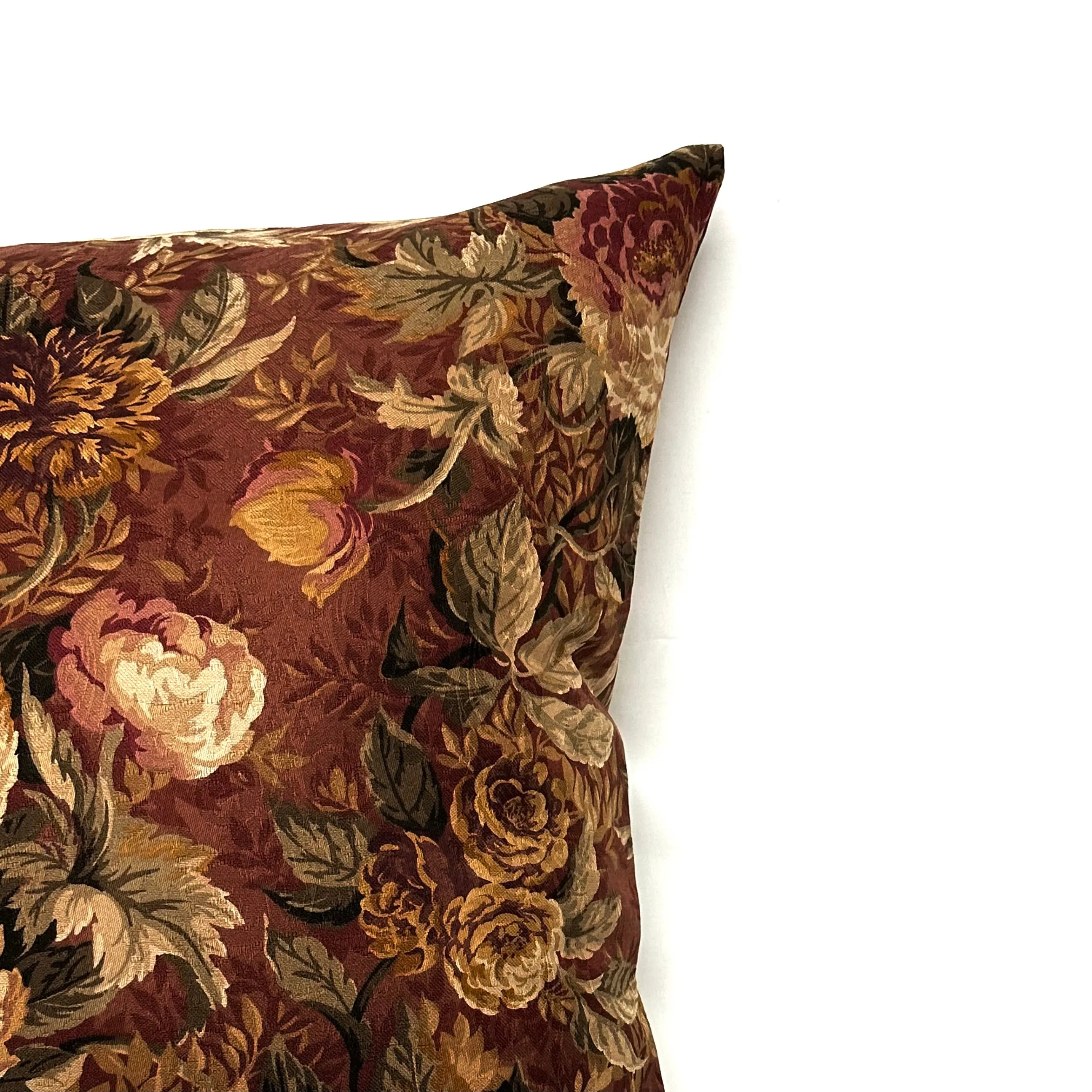 Maroon Country Floral Throw Pillow Cover 24x24