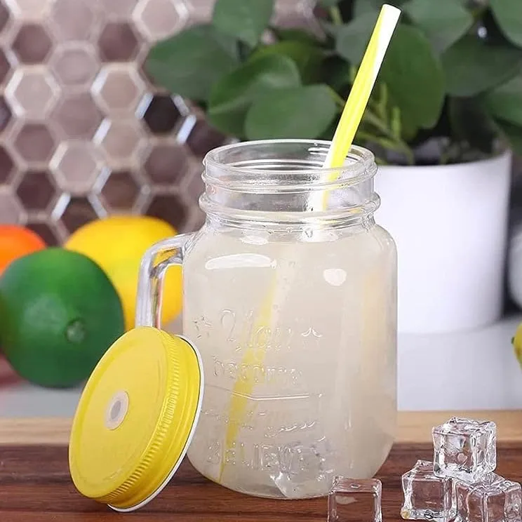 Mason Drinking Glass Jar With Straw