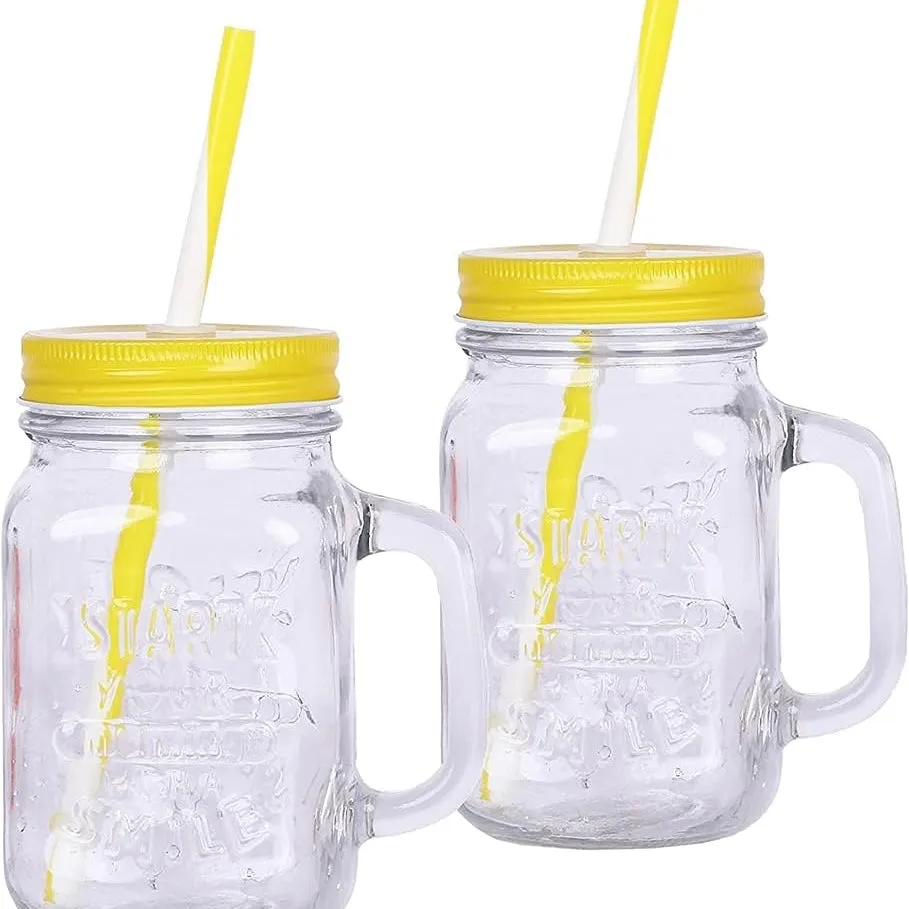 Mason Drinking Glass Jar With Straw