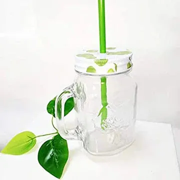 Mason Drinking Glass Jar With Straw