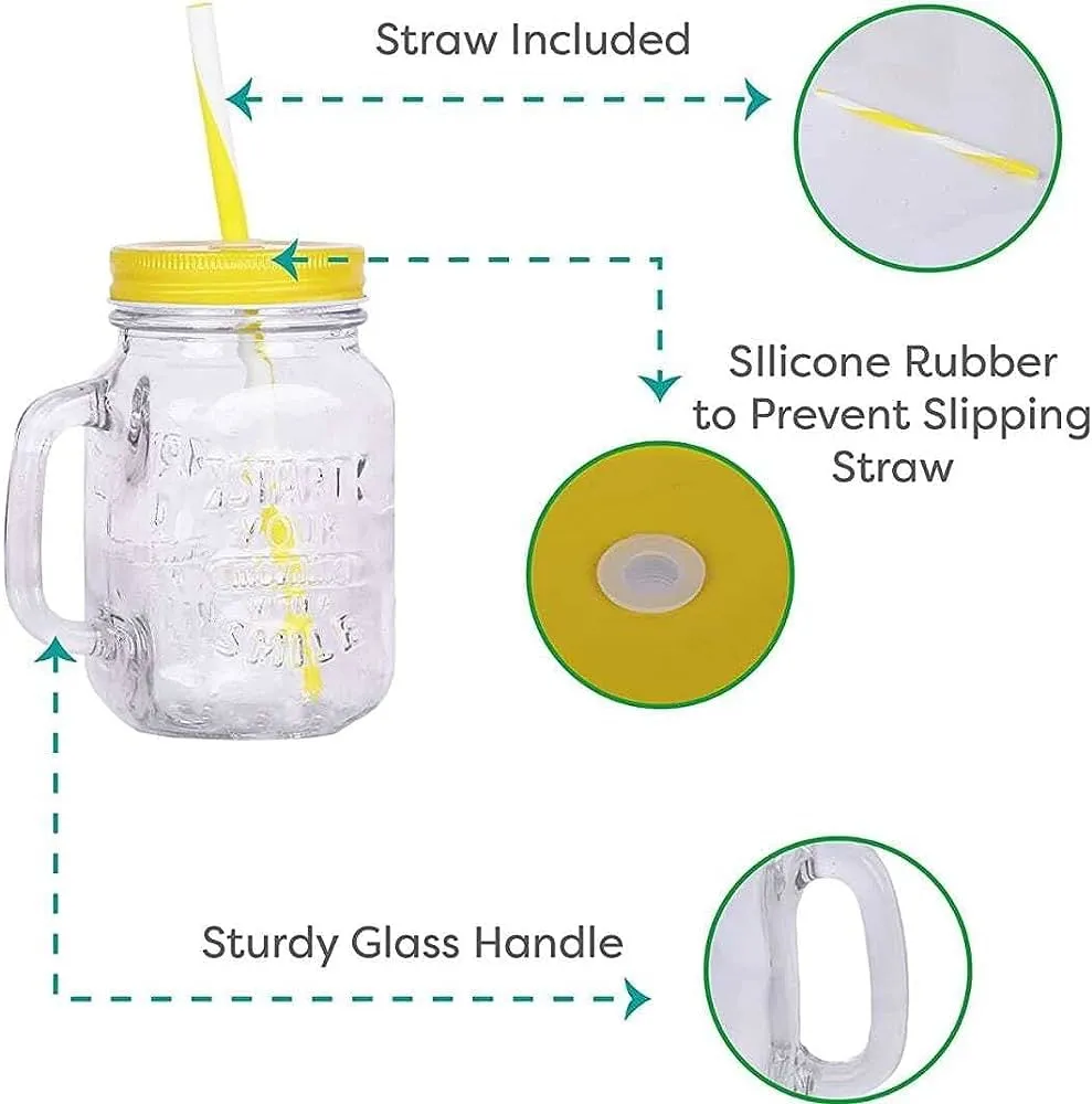 Mason Drinking Glass Jar With Straw